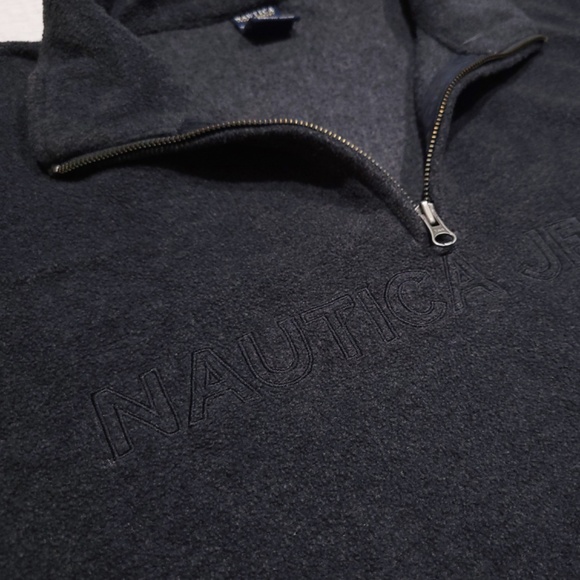 Vintage Nautica Jeans Fleece Half Zip Gray Sweatshirt Sweater Men Large - Picture 2 of 10